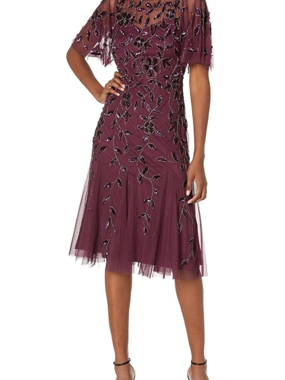 Adrianna Papell Women's Elegant Beaded Midi Dress